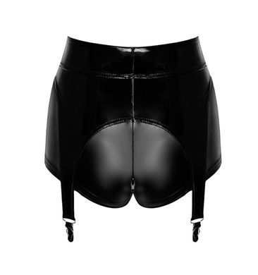 Шортики Noir Handmade F325 Glam, 3XL, black, вініл, висока талія, кріплення для панчіх, з доступом SX0386 фото