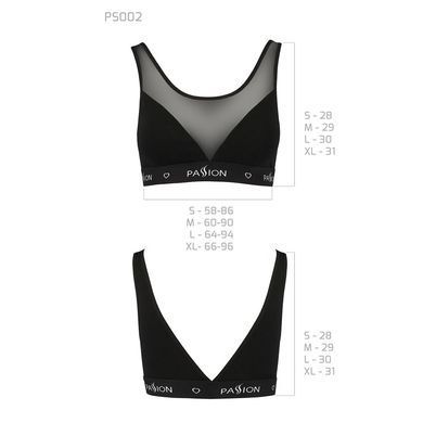 Топ з прозорою вставкою Passion PS002 TOP XL, black SO4202 фото