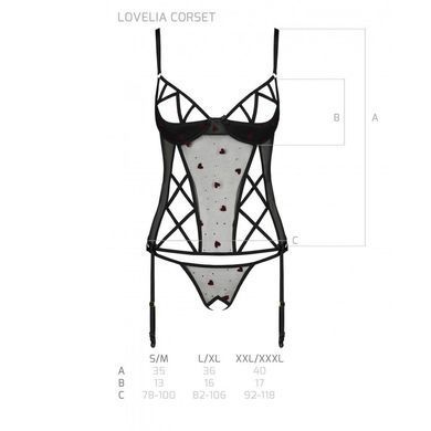 Корсет з підв'язками, стрінги Passion LOVELIA CORSET L/XL, black SO4765 фото