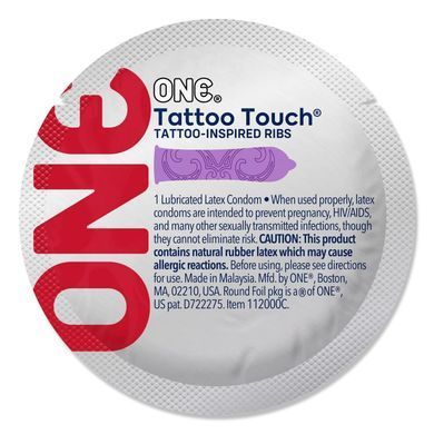 Набір презервативів ONE Tattoo Touch, 100 шт, з рельєфом у вигляді тату, 3 різновиди, паковання-тубус SX0734 фото