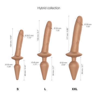 Анальна пробка з дилдо 2в1 Strap-On-Me SWITCH PLUG-IN REALISTIC DILDO Caramel S, діаметр 3,3/2,9 см SO6827 фото
