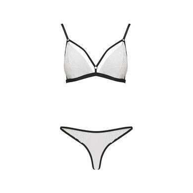 Комплект білизни Passion ORIHIME SET L/XL, white, стрепи, ліф і трусики EL16407 фото