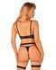 (SALE) Комплект білизни Obsessive Selinne 3-pcs set XS/S Black, бюстгальтер, стрінги пояс для панчіх SO8667 фото 2