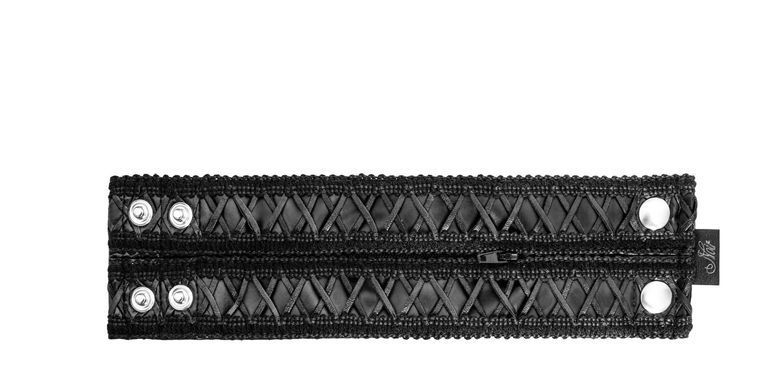 Жіночий гаманець-браслет Noir Handmade F326, black, під шкіру, рельєфний візерунок, кишеня на блискавці SX0387 фото