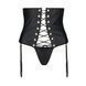 Пояс-корсет з екошкіри Passion CELINE SET with Open Bra 6XL/7XL, black, шнурівка, пажі, стрінги SO7064 фото 3