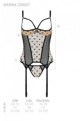 Корсет Passion MARINA CORSET, XXL/XXXL, beige, з відкритими чашками SO9728 фото