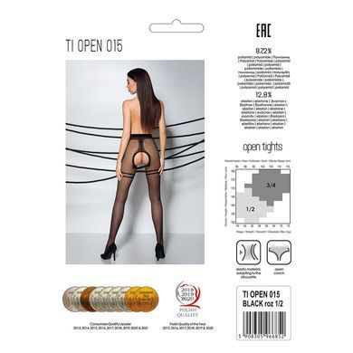 Колготки з відкритим доступом, контрастна подвійна резинка Passion TIOPEN 015 3/4 (20 den), black SO5828 фото