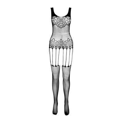 Бодістокінг Passion ECO BS001 One Size black, з доступом, імітація підв&rsquo;язок, флористичний декор SO7065 фото