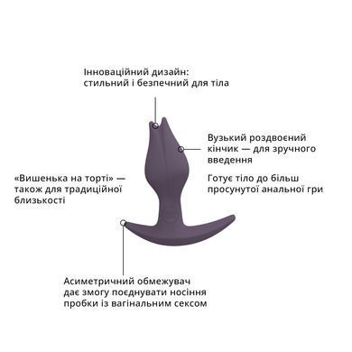 Анальна пробка Fun Factory BOOTIE FEM, фіолетова, у вигляді бутона, діаметр 2,9 см, тонкий обмежувач SX1001 фото