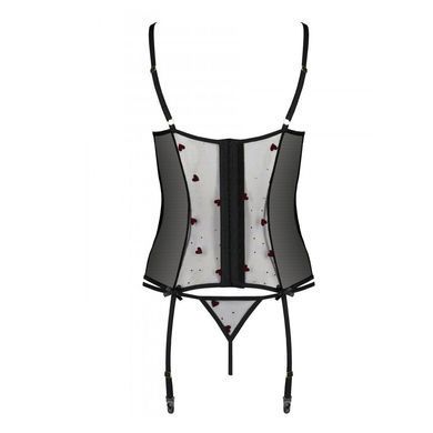 Корсет з підв'язками, стрінги Passion LOVELIA CORSET XXL/XXXL, black SO4767 фото