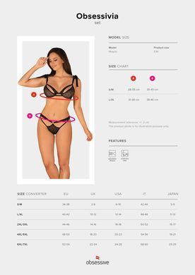 (SALE) Напівпрозорий еротичний комплект Obsessive Obsessivia 2-pcs set black L/XL, бюстгальтер та трусики, SO7298 фото