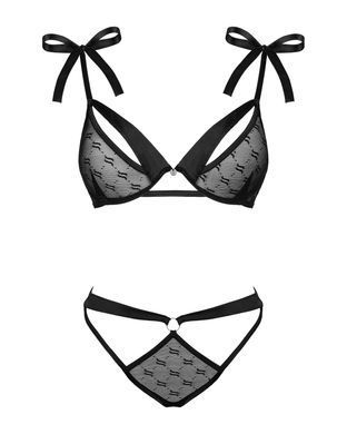 (SALE) Напівпрозорий еротичний комплект Obsessive Obsessivia 2-pcs set black L/XL, бюстгальтер та трусики, SO7298 фото