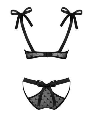 (SALE) Напівпрозорий еротичний комплект Obsessive Obsessivia 2-pcs set black L/XL, бюстгальтер та трусики, SO7298 фото