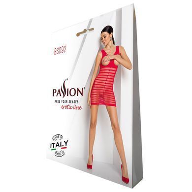Бодістокінг-сукня з відкритими грудями Passion BS092 red SO6395 фото