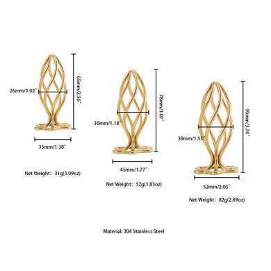 Анальна пробка LOCKINK SEVANDA Hollow Spiral Golden Metal Anal Plug - S size SX0882 фото