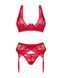 Комплект білизни Obsessive Lacelove cupless 3pcs set XS/S Red, бюстгальтер, стрінги, пояс для панчіх SO8655 фото 3