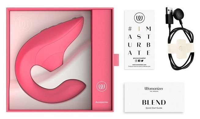 Вагінально-кліторальний стимулятор Womanizer Blend Vibrant Rose, вібрація + вакуум, 2 мотори SX2141 фото