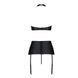 Комплект з екошкіри Passion NANCY SET 4XL/5XL black, імітація шнурівки, топ, пояс для панчіх SO7106 фото 4