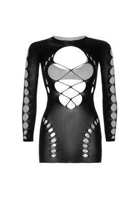 (SALE) Безшовна мінісукня Leg Avenue Long sleeve cut out mini dress One size Black SO8570 фото