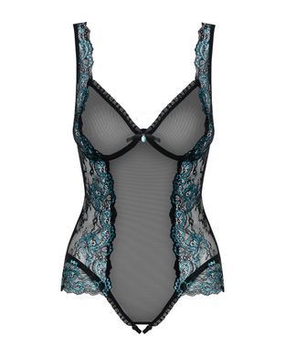 Сітчасте боді на кісточках Obsessive Amanta teddy L/XL, чорне, з доступом SO7199 фото