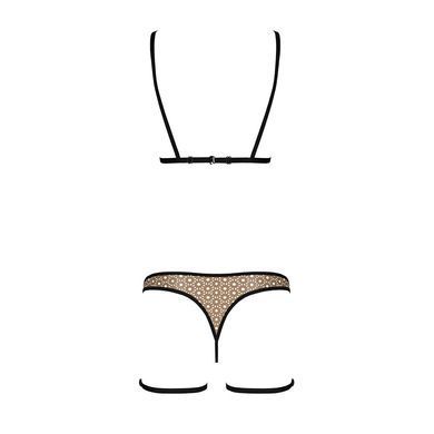 Еротичний комплект спідньої білизни Passion GABI SET S/M beige, трусики з гартерами SO8437 фото