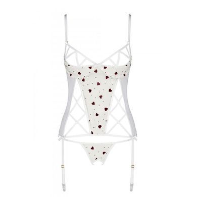 Корсет з підв'язками, стрінги Passion LOVELIA CORSET S/M, white SO4769 фото