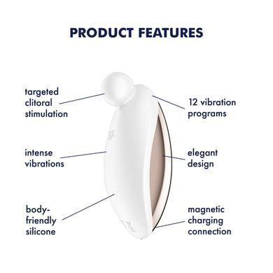 Вібратор для зовнішньої стимуляції Satisfyer Spot On 2 White, дуже потужний, гнучкий відросток SX0578 фото