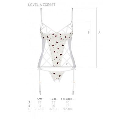 Корсет з підв'язками, стрінги Passion LOVELIA CORSET S/M, white SO4769 фото
