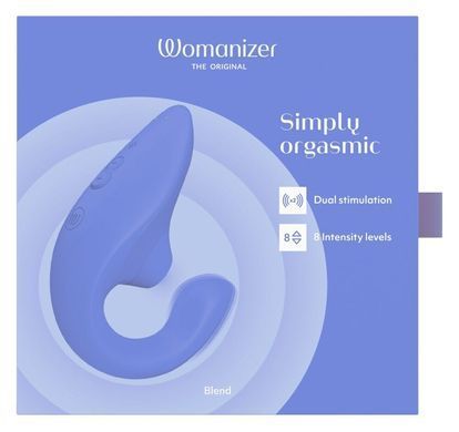 Вагінально-кліторальний стимулятор Womanizer Blend Vibrant Blue, вібрація + вакуум, 2 мотори SX2142 фото