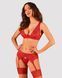 Комплект білизни Obsessive Lacelove cupless 3-pcs set M/L Red, бюстгальтер, стрінги, пояс для панчіх SO8656 фото 1