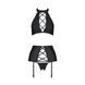 Комплект із екошкіри Passion NANCY SET 6XL/7XL black, імітація шнурівки, топ, пояс для панчіх SO7107 фото 3