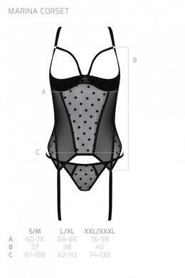Корсет Passion MARINA CORSET, XXL/XXXL, black, з відкритими чашками SO9731 фото
