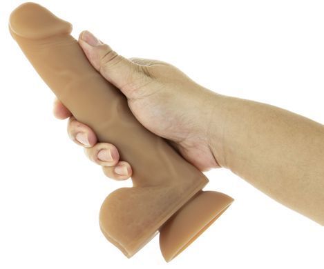 Гнучкий фалоімітатор на присосці ADDICTION &mdash; ANDREW 8&Prime; Silicone Dong &mdash; Caramel, віброкуля в подаруно SO5579 фото