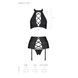 Комплект з еко-шкіри з імітацією шнурівки Passion NANCY SET L/XL black топ, трусики, пояс для панчіх SO5373 фото 5