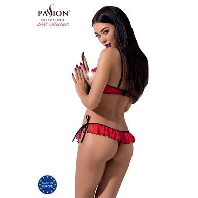 Комплект білизни Passion Exclusive CHERRY SET OpenBra XXL/XXXL red, відкритий ліф, трусики-спідничка PS25509 фото