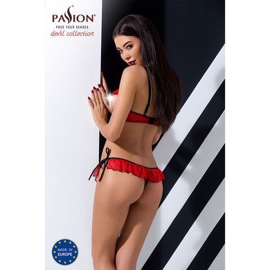 Комплект білизни Passion Exclusive CHERRY SET OpenBra XXL/XXXL red, відкритий ліф, трусики-спідничка PS25509 фото