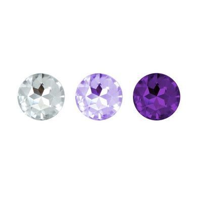 Набір силіконових анальних пробок із кристалом Rianne S: Booty Plug Set Purple, діаметр 3,2см, 3,5см, 4,2см SO3908 фото