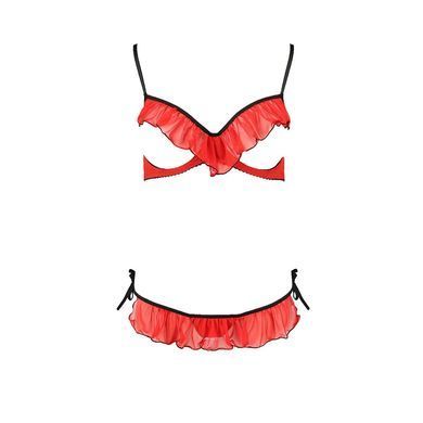Комплект білизни Passion Exclusive CHERRY SET OpenBra XXL/XXXL red, відкритий ліф, трусики-спідничка PS25509 фото