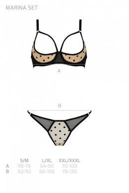 Еротичний комплект Passion MARINA SET WITH OPEN BRA, S/M, beige, відкриті чашки SO9733 фото