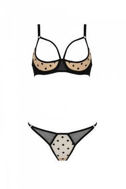 Еротичний комплект Passion MARINA SET WITH OPEN BRA, S/M, beige, відкриті чашки SO9733 фото