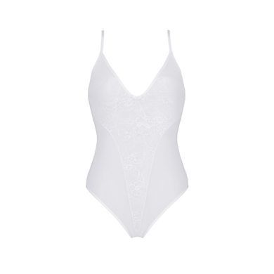 Боді з ажурним декором та відкритим кроком Passion URSULA BODY S/M, white SO5833 фото