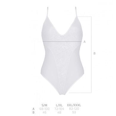 Боді з ажурним декором та відкритим кроком Passion URSULA BODY S/M, white SO5833 фото