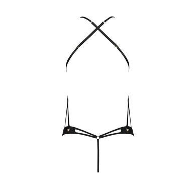 Боді з відкритим доступом Passion TASMINA BODY S/M, black, екошкіра, шнурівки, ажурні мережива SO7110 фото