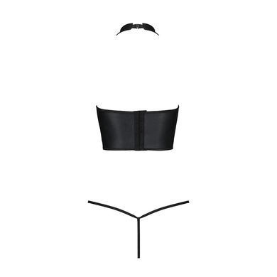 Комплект білизни з відкритими грудьми Passion GENEVIA SET WITH OPEN BRA S/M black, корсет, стрінги SO8440 фото