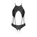 Боді з відкритим доступом Passion TASMINA BODY S/M, black, екошкіра, шнурівки, ажурні мережива SO7110 фото 3