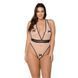 Боді Passion VIENA BODY 4XL/5XL, beige, контрастне, бантики, вставка-сітка, відкриті сідниці SO7111 фото 1