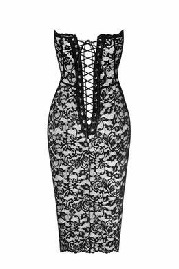 Сукня Noir Handmade F301 Catalyst, L, black, міді, мереживо, відкриті плечі, шнурівка на спині SX0245 фото