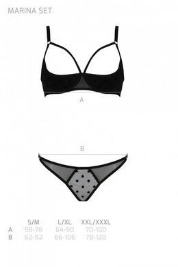 Еротичний комплект Passion MARINA SET WITH OPEN BRA, L/XL, black, відкриті чашки SO9735 фото