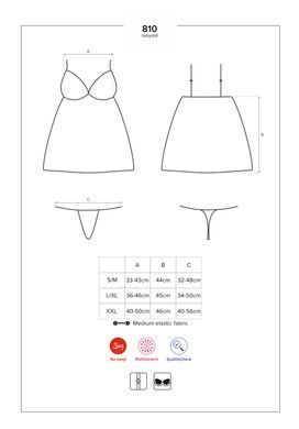 Сатиновий пеньюар із мереживом Obsessive 810-BAB-2 babydoll & thong S/M, білий, пеньюар, танга SO7154 фото