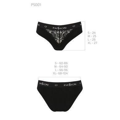 Трусики з широкою гумкою і мереживом Passion PS001 PANTIES S, black SO4161 фото